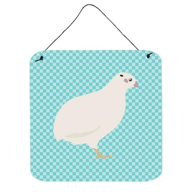 Texas Quail Blue Check Wall or Door Hanging Prints, 6 x 6 in.