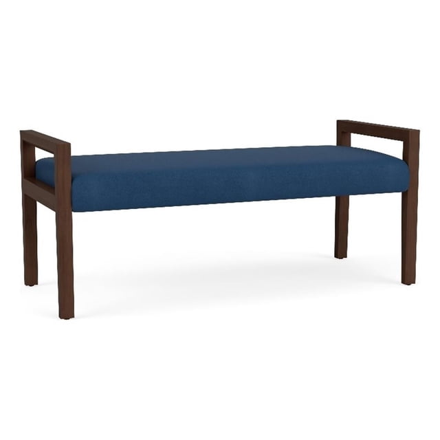 Pemberly Row Waiting Reception 2 Seat Bench Wood Frame in Blue