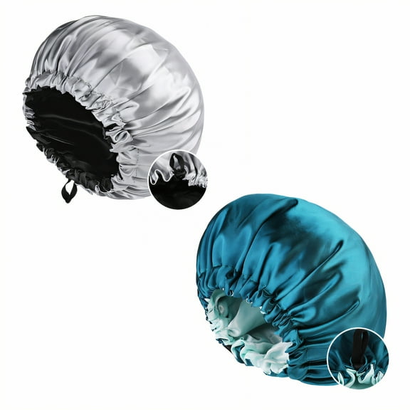 TELOLY 2Pcs Silk Bonnet for Sleeping,Multifunctional for Showering Hair Care and Sleeping Hair Bonnet for Sleeping,Reduces Hair Friction and Tangling at Night Satin Bonnet,Multicolor6,OneSize