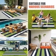 thumbnail image 4 of Green Navy Blue Striped Outdoor Rug for Patio/Deck/Porch, Non-Slip Large Area Rug 5 x 7 Ft, Farmhouse Stripes Indoor Outdoor Rugs Washable Area Rugs, Reversible Camping Rug Carpet Runner, 4 of 8