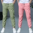 thumbnail image 2 of UQJfacai 2 Pack Boys Cotton Linen Jogger Pants Kids Summer Casual Pants Elastic Waist Drawstring Athletic Hiking Trousers 3-13 Years, 2 of 9