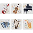 thumbnail image 1 of 6 plantillas de instrumentos musicales de 30 x 30 cm (11,8 x 11,8 pulgadas): guitarra, violín, piano, acordeón, arpa y saxofón. Plantilla grande reutilizable para manualidades y pintura., 1 of 5