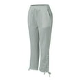 thumbnail image 5 of Baqcunre Work Pants For Women Women Suitable High Waist Pants Drawstring Capri Pants With Pockets Wide Leg Cropped Pants For Women Linen Pants Women'S Pants Grey S, 5 of 6