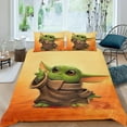 thumbnail image 2 of baby yoda Themed Bed Sheet Set Three Piece Set 68x86 In ches Comfortable And Skin Friendly Unique Design Creating A Star Studded Night Home Decor Gifts For Family Friends fans, 2 of 5