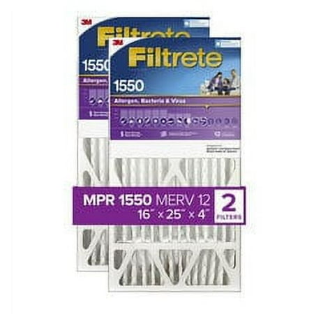 Filtrete High Performance Air Filter 1550 MPR NDP01-4-2PK-1E  16 in x 25 in x 4 in (40.6 cm x 63.5 cm x 10.1 cm)