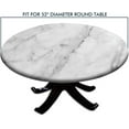 thumbnail image 4 of Elastic Edge Fitted Polyester Round Tablecloths, White Granite Washable Wipeable Table Cloth, for Outdoor Picnic Camping and Indoor Kitchen Dining Party, Fit for 52" Table, 4 of 4
