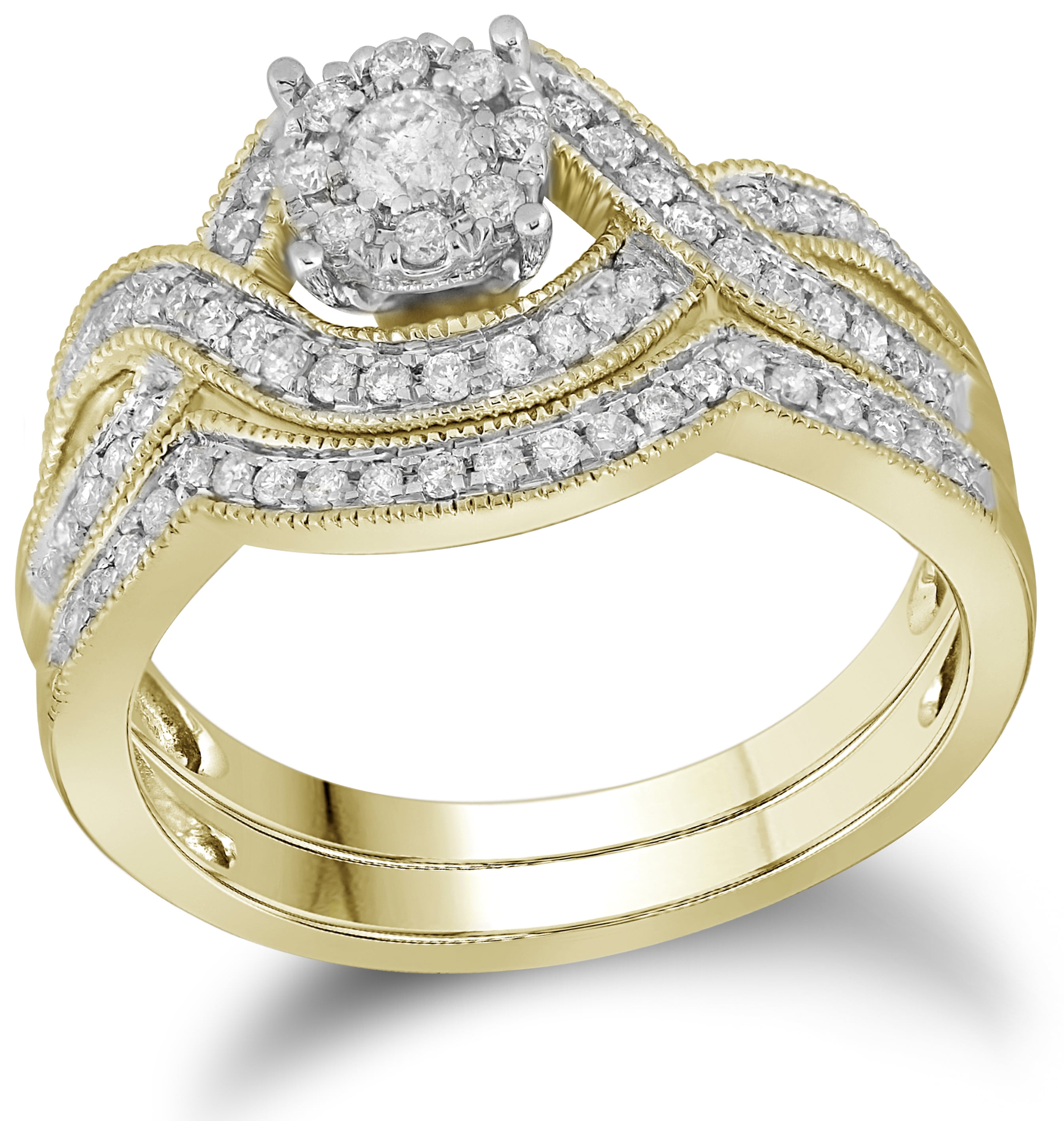 Jewelry Unlimited Ladies 10k Yellow Gold Real Diamond Cluster