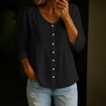 thumbnail image 2 of V Neck Shirts For WomenGauze Shirts Lightweight Linen Blouses For Women Summer Blouses For Women Oversized Shirts For Women Peasant Tops For Women Womens Button Down Shirts, 2 of 5
