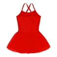 thumbnail image 6 of TiaoBug Kids Girls Shiny Sequins Spaghetti Straps Criss Cross Back Ballet Dance Leotard Ballerina Tutu Dress Red 6-7, 6 of 7