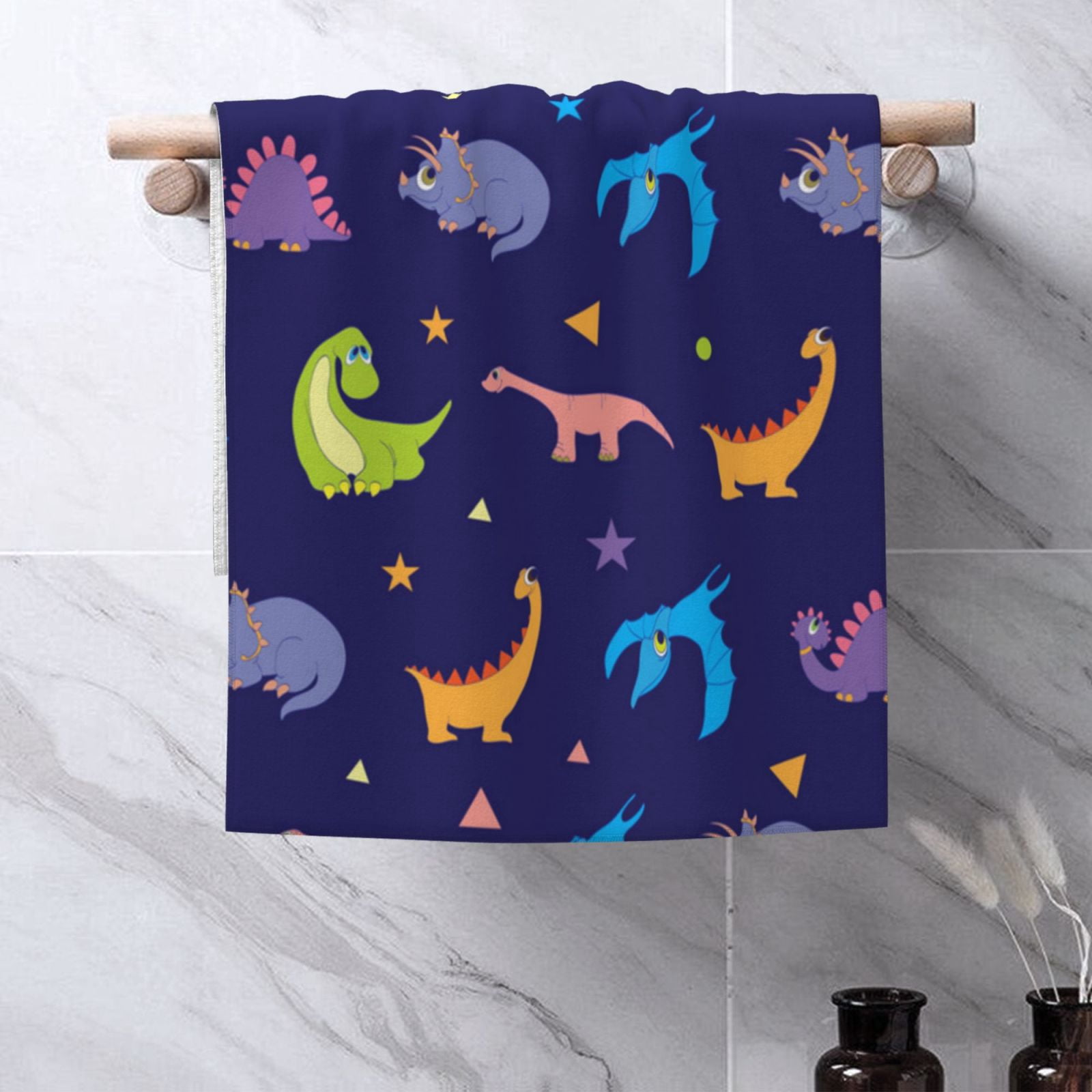 Colorful Dinosaurs Cute Dinosaur Dino 27.5" x 16" Ultra Soft Hand Towel, Face Wash Cloth for Bathroom, Gym, Travel, Pool