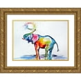 thumbnail image 1 of Kovacs, Anna Brigite 18x14 Gold Ornate Wood Framed with Double Matting Museum Art Print Titled - Colorful Elephant Playing, 1 of 4