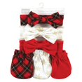 thumbnail image 2 of Hudson Baby Infant Girl Cotton Headband and Scratch Mitten Set, Fancy Plaid Snowflake, 0-6 Months, 2 of 5