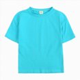 thumbnail image 5 of TOWED22 Toddler Baby Boy Girl Summer Clothes Checkerboard Print Short Sleeve T-Shirt Tee Tops Rolled Shorts Infant Outfits(Sky Blue,10-11 Years), 5 of 8