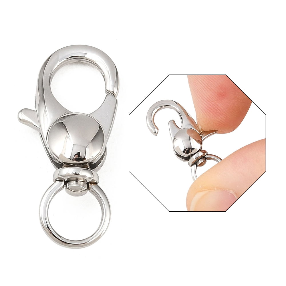 20 pc Resistant 304 Stainless Steel Swivel Lobster Claw Clasps Swivel Snap Hooks Stainless Steel Color 25x11x6mm Hole: 6mm DIY