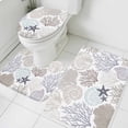 thumbnail image 3 of Gray Shell Coral Bath Mat 3 Piece Bathroom Rug Set, Coastal Summer Beach Nautical Ocean Non Slip Bath Rug Contour Mat and Toilet Lid Cover, Absorbent Shower Mats Soft Bath Rugs and Mats Sets, 3 of 8