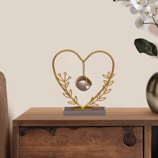 Adorno de Cristal Geométrico Metálico, Escultura Decorativa para Mesa, Arte en Hierro con Color Dorado, 20.5 x 12.5 x 4 cm para Decoración de Hogar u Oficina.