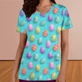 thumbnail image 4 of Ounisa Womens Short Sleeve Tees V Neck Easter Bunny Printed Retro Pattern Pocket Loose Fit Cotton 2026 Spring Summer Daily Casual Fashion Comfortable Tops S-2XL, 4 of 6