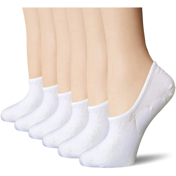 Xiao Hua Women's Thin Low cut Cotton Ankle Socks, Invisible Socks, Suitable for Flat Shoes and Sneakers, Sizes 9-11, White -6 pairs
