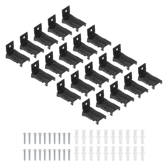 Uxcell 20Pack Vertical Blind Bracket Clips, 1.3" Length l Bracket, Outside Mounting Bracket Clips with Headrail Width 1-1/2"(38mm) for Shutters Headrail, Bedroom, Living Room, Black