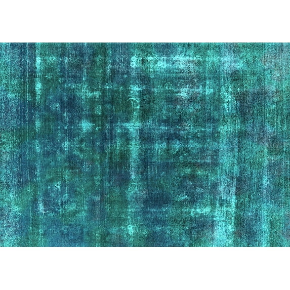 Ahgly Company Indoor Rectangle Oriental Turquoise Blue Industrial Area Rugs, 4' x 6'
