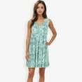 thumbnail image 6 of Women's Sleeveless V-Neck Floral Print Dress Tiered Flowy Sundress- Small, Green, 6 of 6