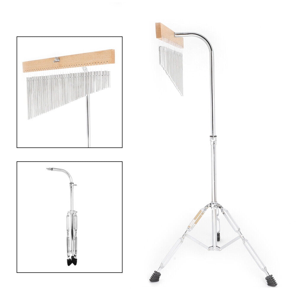 Stainless Steel 36-Tone Single-Row Wind Chime Percussion Bar Chime+Tripod Stand+Chime Stick, 36-Tone Bar Chimes Single-Row Wind Chime Percussion Instrument with Stand
