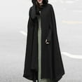 thumbnail image 3 of Fvsianol Hooded Button Closure Poncho Long Waterproof Poncho Women Winter Cloak Thick Loose Warm Windproof Lengthened Hooded Ponchos, 3 of 7