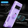 thumbnail image 4 of SaniMore for Google Pixel 7 Pro Multi-Functional Case, 3-Layer Protection Magnetic Cover Support Car Mount & 360° Rotatable Metal Ring Kickstand Full Body Shockproof Protective Shell, Purple, 4 of 8