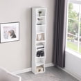 thumbnail image 3 of 8-Layer Adjustable Shelf Ultra-Thin Bookshelf with Wavy Border Design, Tall Narrow Display Bookcase for Home Office, White, 3 of 15