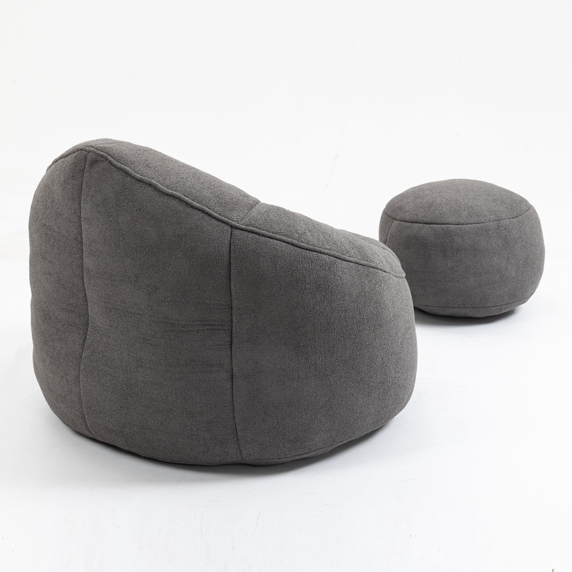 Jopath Bean Bag Chair with Footstool, Lazy Sofa for Adults and Kids, Floor Sofa for Gaming Reading Living Room Bedroom Grey