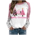 thumbnail image 2 of ZRGHAOYLQ Christmas Sweatshirts Womens 2025 Pink Christmas Tree Print Shirts Long Sleeve Drop Shoulder Sweatshirt Crewneck Merry Christmas Pullover for Christmas Club, 2 of 3