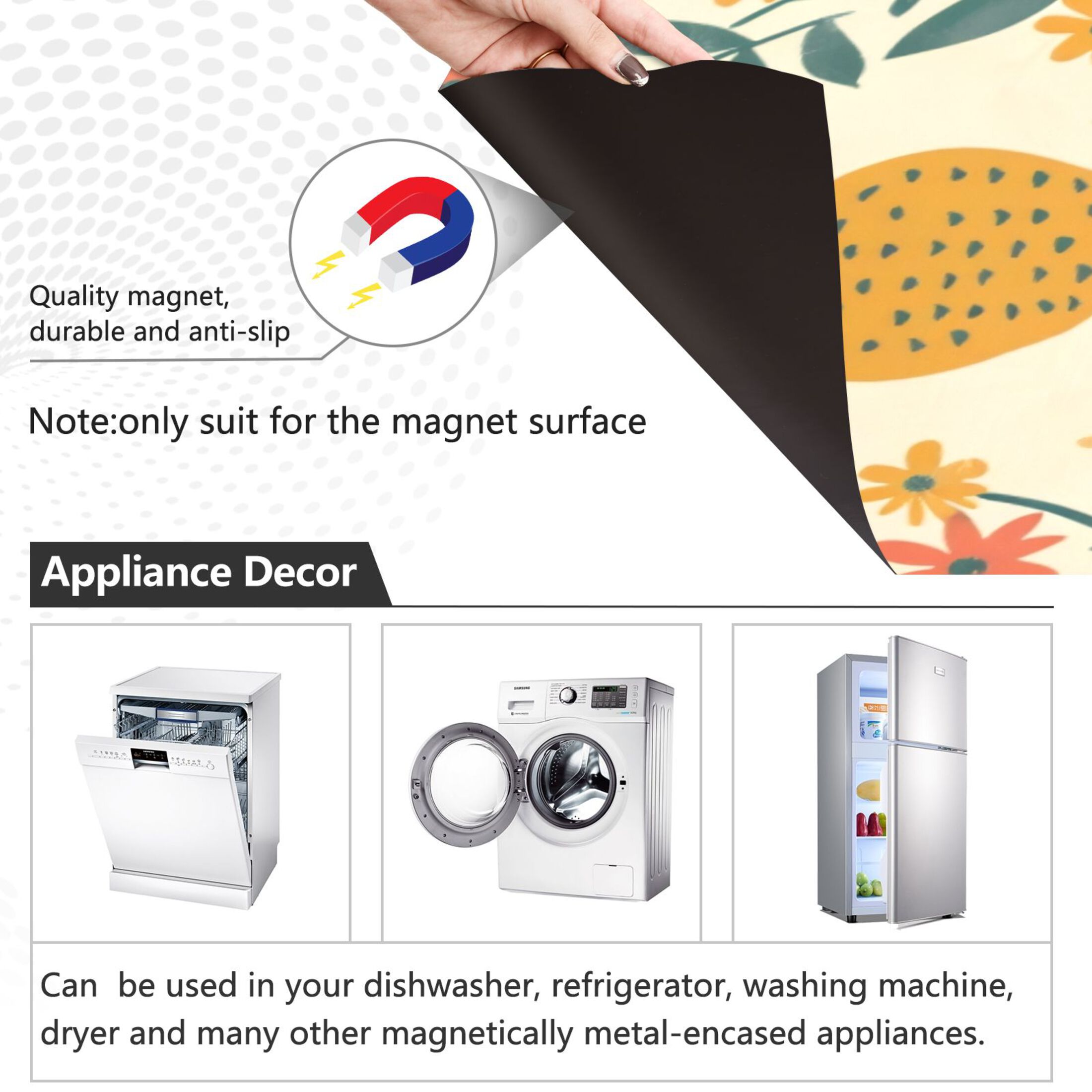 Dishwasher Magnetic Sticker 23x26 Inch Refrigerator Magnetic Sticker Washing Machine Magnetic Sticker Kitchen Panel Magnetic Sticker Home Decor Painting Style Green Plant