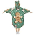 thumbnail image 2 of FORMRS Wearable Blanket Hoodie with Sleeves for Kids Cozy Flannel Sweatshirt, Christmas Gingerbread, 2 of 7