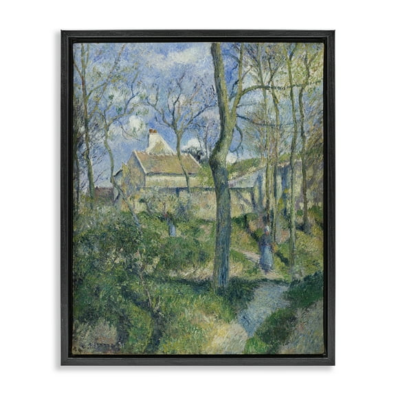 Stupell Industries Classical Village Cezanne Painting Landscape & Nature Painting Black Floater Framed Canvas Art Print Wall Art, 17 x 21