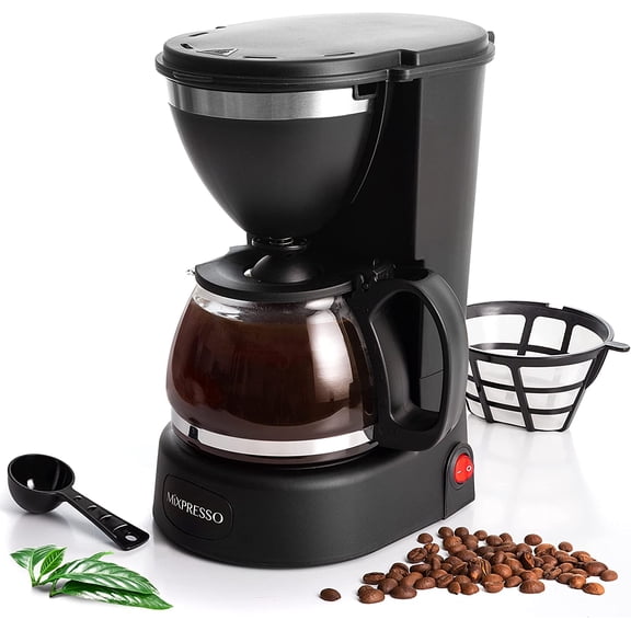 5 Cup Drip Coffee Maker, Coffee Pot with Reusable Filter, Black