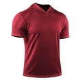 thumbnail image 2 of BXINGOHAI Men's Short Sleeve Hoodie Workout Gym Sweatshirt Muscle Fit Fashion Athletic Hoodies Pullover Hooded T-Shirts Clearance Sale Red,2XL, 2 of 4