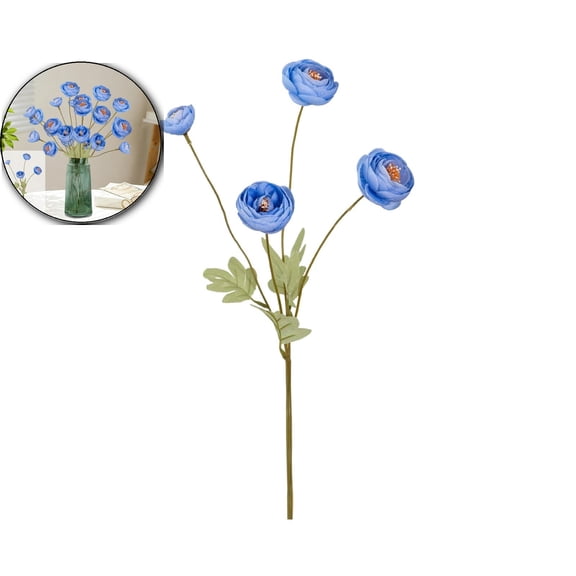 22.8" Artificial Flowers Ranunculus Flowers Silk Fake Ranunculus Flowers Faux Buttercup Flower with Long Stem Arrangement for DIY Party Centerpiece Bouquet Table Home Decoration