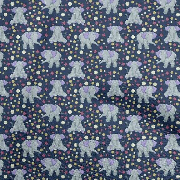 oneOone Polyester Spandex Navy Blue Fabric Circus Dress Material Fabric Print Fabric By The Yard 56 Inch Wide