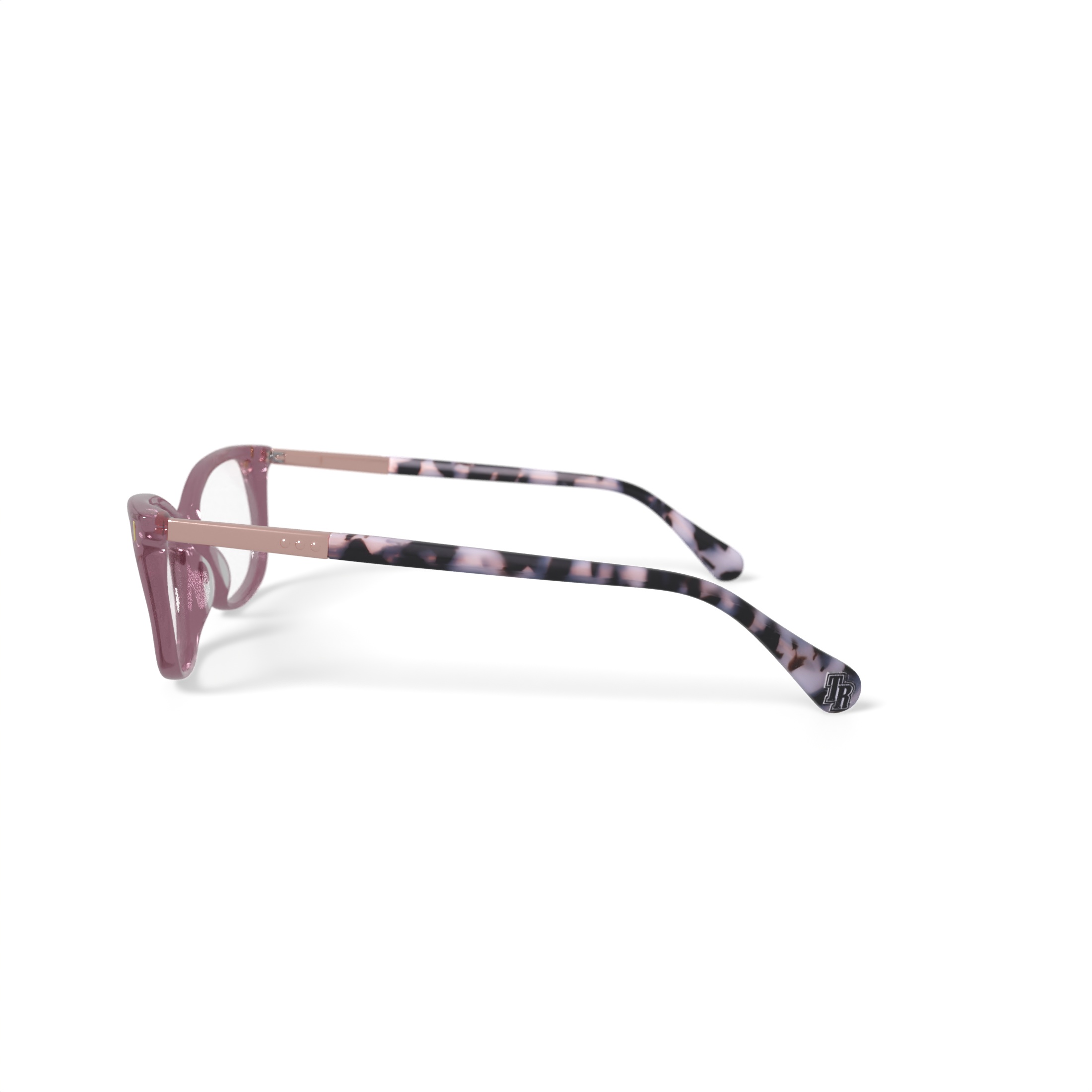 True Religion Women's T024 Rectangular Prescription Eyeglasses with Case, Crystal Pink