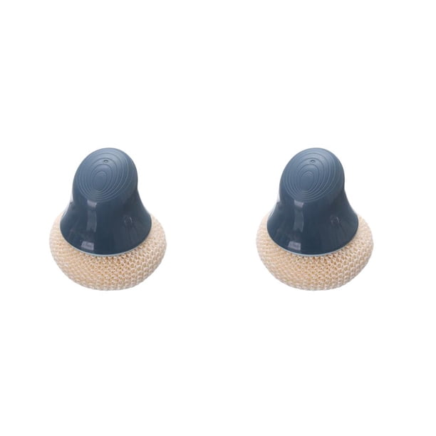 Naiovety Cepillo de limpieza para cocina, olla, sartén, fregadero, bola de alambre desmontable, removedor de manchas para el hogar, mango de Azul 2piezas