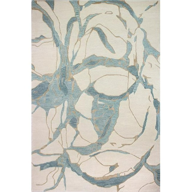 Bashian R129-IV-6X9-HG365 Bashian Greenwich Collection Abstract Contemporary Wool & Viscose Hand Tufted Area Rug, Ivory - 5 ft. 6 in. x 8 ft. 6 in.