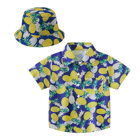 

Toddler Boys Girls Short Sleeve Summer Casual Cartoon Prints Gentleman Tops Hawaii Beach Holiday Floral Shirts T Shirt Hat Set Boys Tops 10/12 Too Cool Pack Clothe Top Undershirt Boys Neck Pack