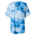 thumbnail image 1 of Womens Fashion Gradient Color V-Neck Short Sleeve T-shirt Tops Blouse, 1 of 5