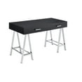 thumbnail image 3 of GZXS Modern Computer Desk with Charging Station and 2 Drawers, 54-Inch Rectangular Writing Desk with Chrome Metal Legs, White High Gloss Finish, 3 of 8