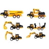 NUOBESTY 6pcs Pull Back Vehicles Set Plastic Pull-Back Engineering Vehicles Toys Excavator Mixer Truck Shovel Digger Crane for Boys Girls Birthday Gift (Yellow)