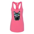 thumbnail image 2 of DJ Kitty Cat with Headphones | Womens Cat Lover Jersey Racerback Tank Top, Hot Pink, X-Large, 2 of 3