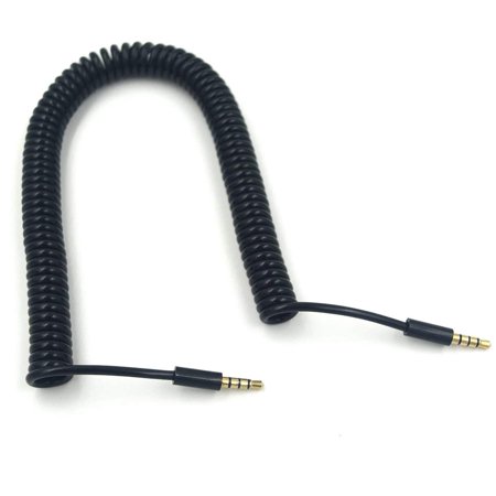Coiled 3.5mm Audio Cable, 4 Pole 3.5mm TRRS Male to Male Audio Coiled ...