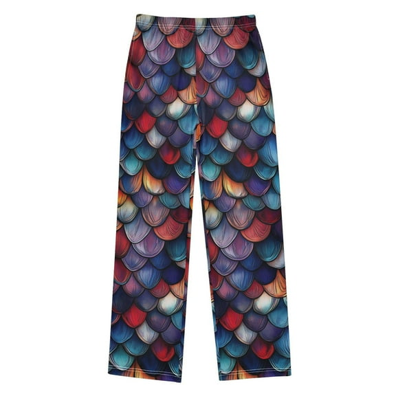 FORMRS Kids Pajama Pants with Pockets Size 6-8Y Boys Lounge Sleep Bottoms, Purple Dragon Scales Pattern