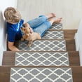 thumbnail image 3 of Ottomanson Non-Slip Rubberback Moroccan Trellis 8.5" x 26" Indoor Stair Treads, 14 Pack, Gray, 3 of 10
