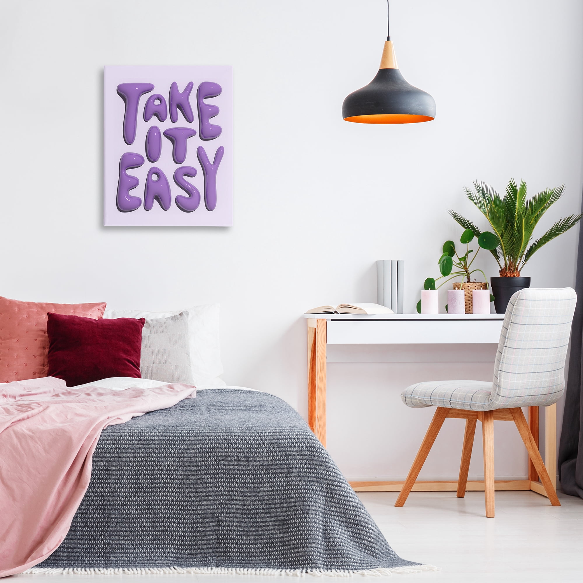 Stupell Industries Take It Easy Letters Text & Numbers Painting Wrapped Canvas Art Print Wall Art, 24 x 30